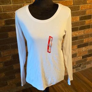 Size medium white long sleeved fitted top NWT